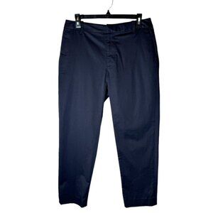 6397 Navy Blue Cotton Blend Flat Front Tapered Leg High Rise Cropped‎ Pants 6